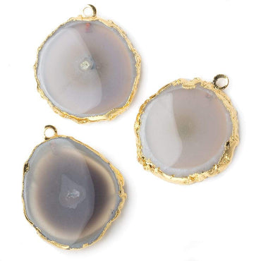28x28mm Gold Leafed Natural Stalactite Solar Quartz Coin Pendant 1 piece (ONLINE ORDER ONLY)