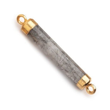 28x4.5mm Gold Leafed Tourmalinated Quartz Tube Focal Connector 1 piece (ONLINE ORDER ONLY)