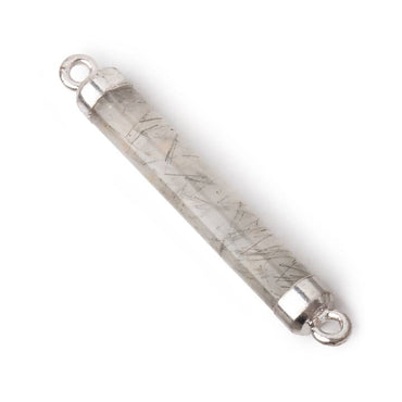 28x4.5mm Silver Leafed Tourmalinated Quartz Tube Focal Connector 1 piece (ONLINE ORDER ONLY)