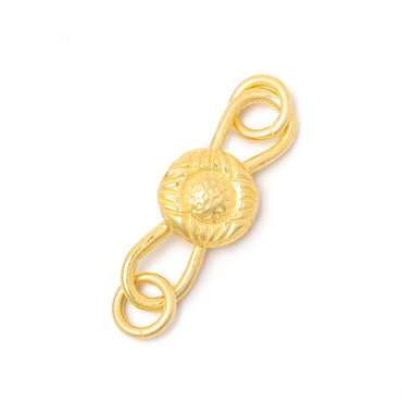 28x7mm Vermeil S Hook with Floral Button 1 piece (ONLINE ORDER ONLY)