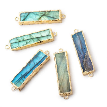 28x8mm Gold Leafed Labradorite Bar Connector 1 piece (ONLINE ORDER ONLY)