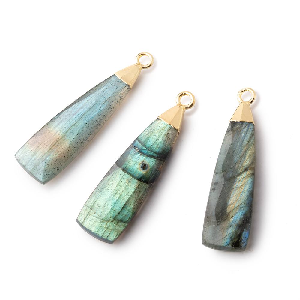 28x9mm Gold Leafed Labradorite Elongated Triangle Pendant 1 piece (ONLINE ORDER ONLY)