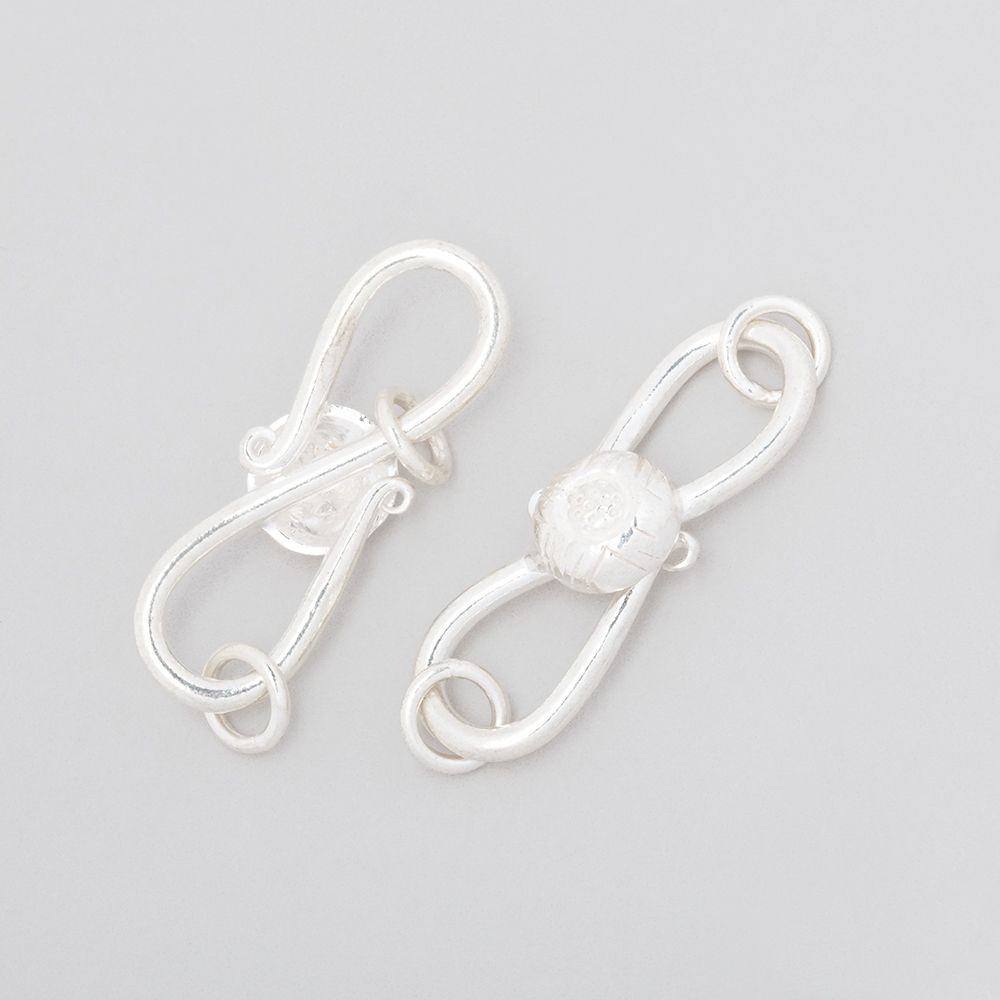 28x9mm Sterling Silver S Hook with Floral Button 1 piece (ONLINE ORDER ONLY)