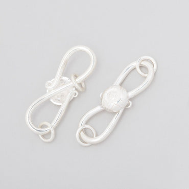 28x9mm Sterling Silver S Hook with Floral Button 1 piece (ONLINE ORDER ONLY)