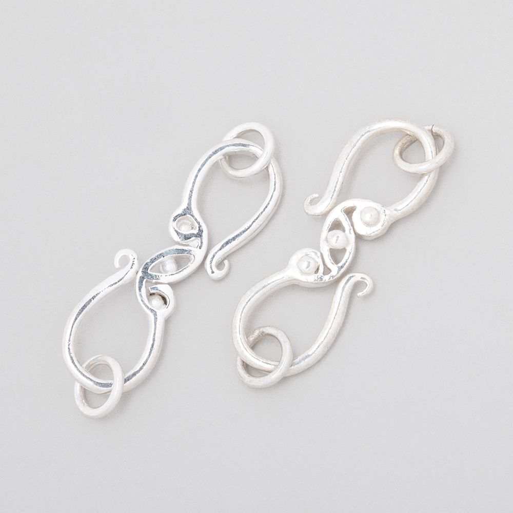 28x9mm Sterling Silver S Hook with Triple Dotted Design 1 piece (ONLINE ORDER ONLY)