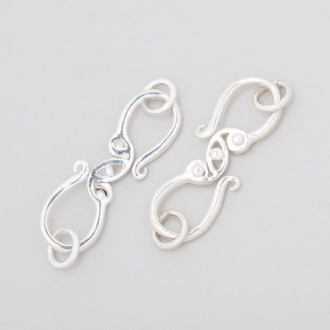28x9mm Sterling Silver S Hook with Triple Dotted Design 1 piece (ONLINE ORDER ONLY)