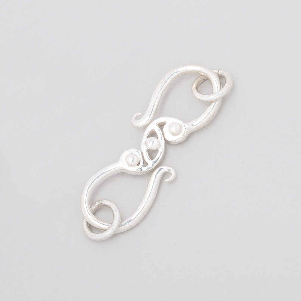 28x9mm Sterling Silver S Hook with Triple Dotted Design 1 piece (ONLINE ORDER ONLY)