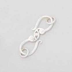 28x9mm Sterling Silver S Hook with Triple Dotted Design 1 piece (ONLINE ORDER ONLY)