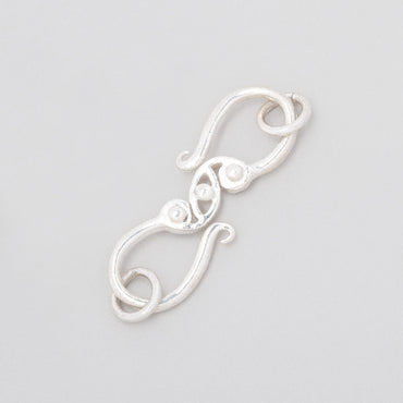 28x9mm Sterling Silver S Hook with Triple Dotted Design 1 piece (ONLINE ORDER ONLY)