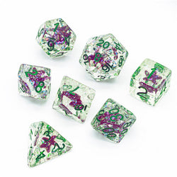 Green w/Purple Starfish Dice 7-Dice Set Resin Dungeons and Dragons Dice (Online Only)