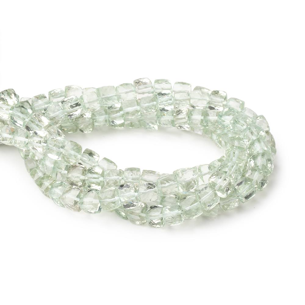 5-6.5mm Prasiolite Green Amethyst faceted cubes 8 inches 33 beads AA (ONLINE ORDER ONLY)