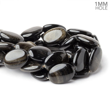 29.5x21.5mm Golden Sheen Obsidian Plain Oval 16 inch 13 Beads 1mm Hole (ONLINE ORDER ONLY)