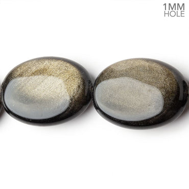 29.5x21.5mm Golden Sheen Obsidian Plain Oval 16 inch 13 Beads 1mm Hole (ONLINE ORDER ONLY)