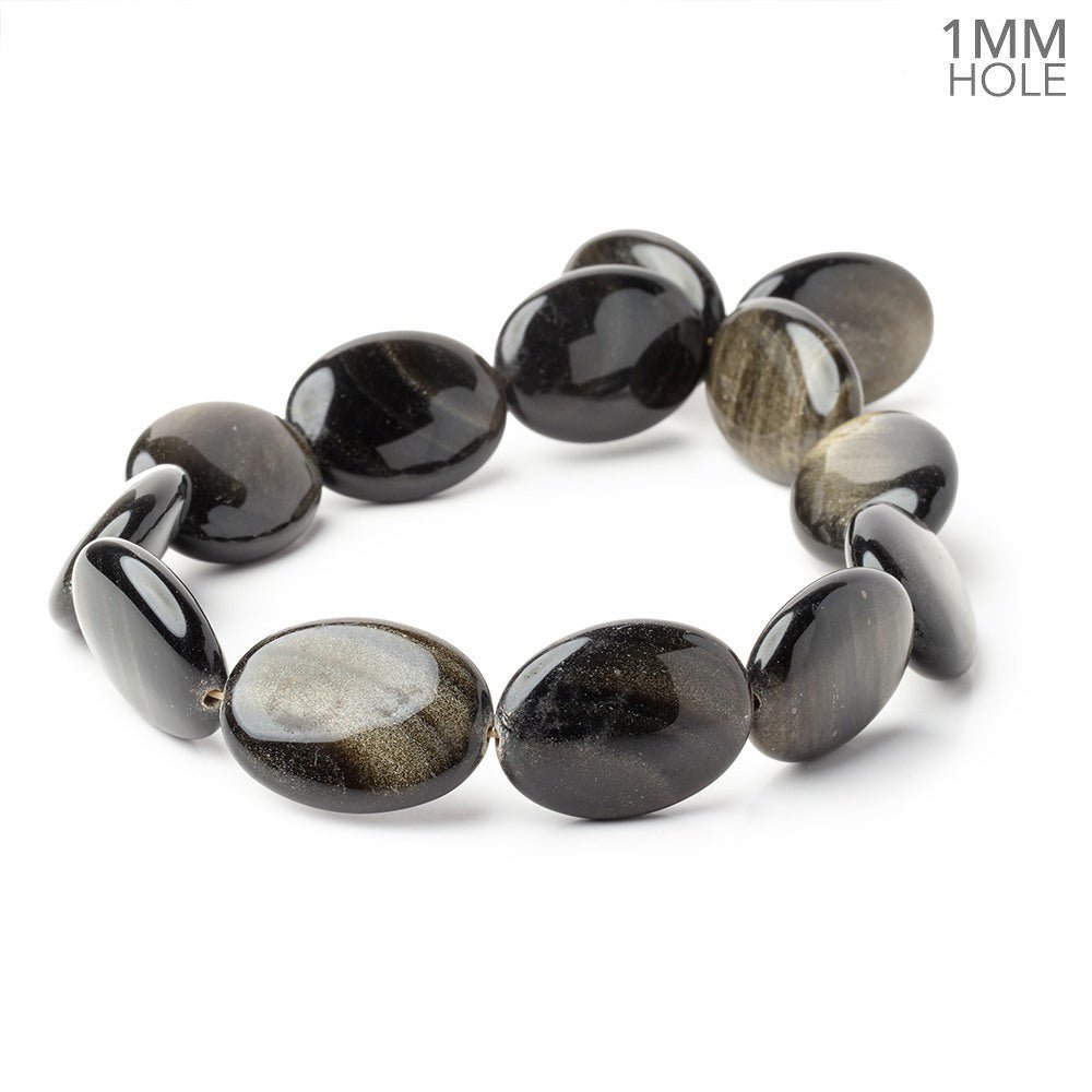 29.5x21.5mm Golden Sheen Obsidian Plain Oval 16 inch 13 Beads 1mm Hole (ONLINE ORDER ONLY)