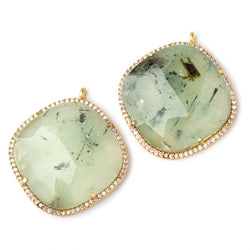29mm Vermeil CZ Bezel Prehnite Pillow Pendant 1 Focal Bead (ONLINE ORDER ONLY)