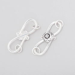 29x10mm Antiqued Sterling Silver S Hook with Floral Button 1 piece (ONLINE ORDER ONLY)