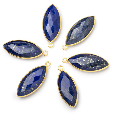29x13mm Vermeil Bezel Lapis Lazuli Faceted Marquise Pendant 1 piece (ONLINE ORDER ONLY)