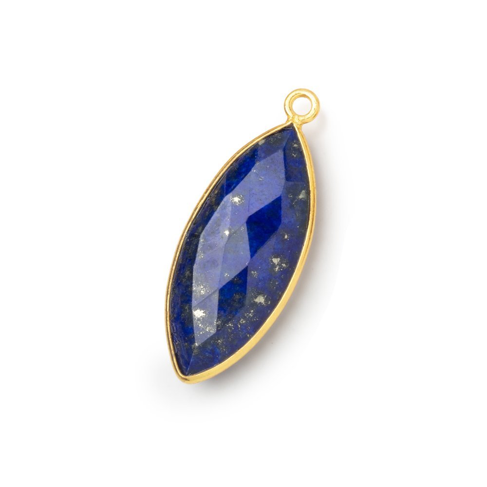 29x13mm Vermeil Bezel Lapis Lazuli Faceted Marquise Pendant 1 piece (ONLINE ORDER ONLY)