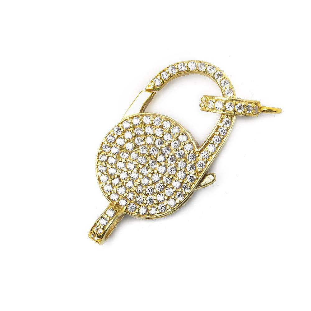 29x13mm Vermeil CZ Coin Lobster Clasp with CZ Ring 1 piece (ONLINE ORDER ONLY)