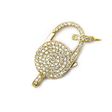 29x13mm Vermeil CZ Coin Lobster Clasp with CZ Ring 1 piece (ONLINE ORDER ONLY)