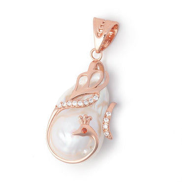 29x16mm Rose Gold Capped White Ultra Baroque Pearl Pendant 1 focal (ONLINE ORDER ONLY)