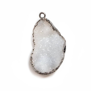 29x17x9mm Gunmetal Leafed White Drusy Focal Pendant 1 piece (ONLINE ORDER ONLY)