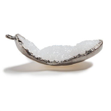 29x17x9mm Gunmetal Leafed White Drusy Focal Pendant 1 piece (ONLINE ORDER ONLY)