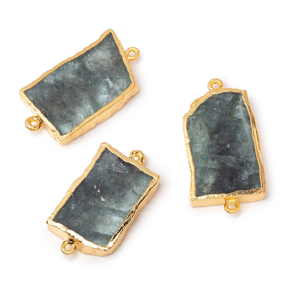 29x19-32x22mm Gold Leafed Moss Aquamarine Slice Connector Focal 1 piece (ONLINE ORDER ONLY)