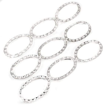29x19mm Sterling Silver plated Copper Hammered Oval Beads 3 pieces*DISCONTINUED* (ONLINE ORDER ONLY)