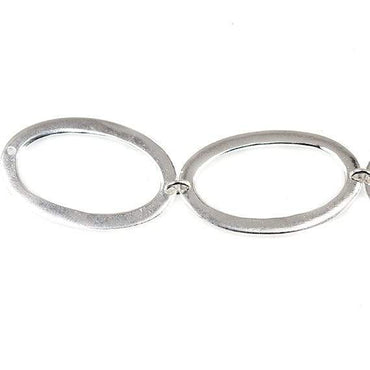 29x19mm Sterling Silver plated Copper Hammered Oval Beads 3 pieces*DISCONTINUED* (ONLINE ORDER ONLY)