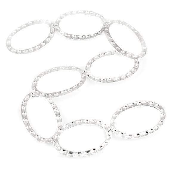 29x19mm Sterling Silver plated Copper Hammered Oval Beads 8 pieces *DISCONTINUED* (ONLINE ORDER ONLY)