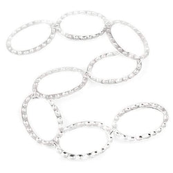 29x19mm Sterling Silver plated Copper Hammered Oval Beads 8 pieces *DISCONTINUED* (ONLINE ORDER ONLY)