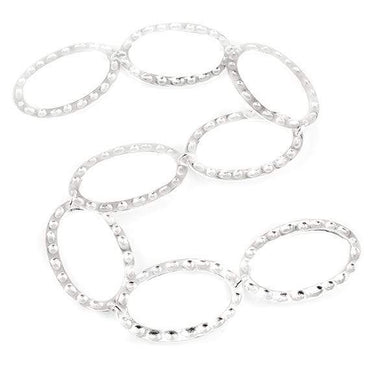 29x19mm Sterling Silver plated Copper Hammered Oval Beads 8 pieces *DISCONTINUED* (ONLINE ORDER ONLY)
