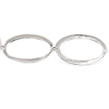 29x19mm Sterling Silver plated Copper Hammered Oval Beads 8 pieces *DISCONTINUED* (ONLINE ORDER ONLY)