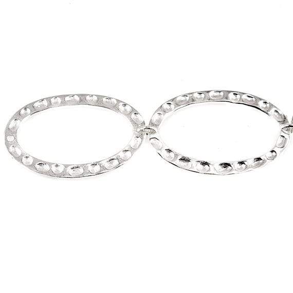 29x19mm Sterling Silver plated Copper Hammered Oval Beads 8 pieces *DISCONTINUED* (ONLINE ORDER ONLY)