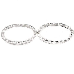 29x19mm Sterling Silver plated Copper Hammered Oval Beads 8 pieces *DISCONTINUED* (ONLINE ORDER ONLY)