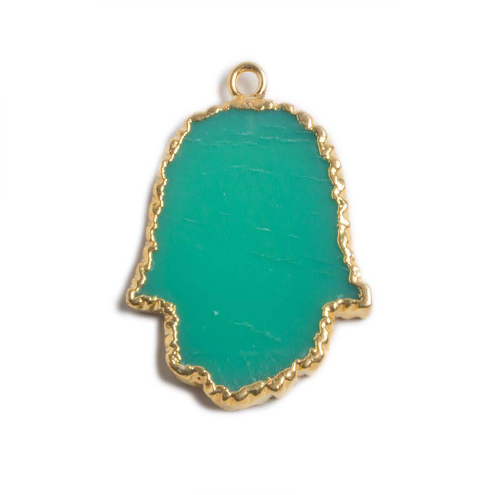 29x20mm Gold Leafed Mint Green Onyx Hamsa Pendant Focal 1 piece (ONLINE ORDER ONLY)