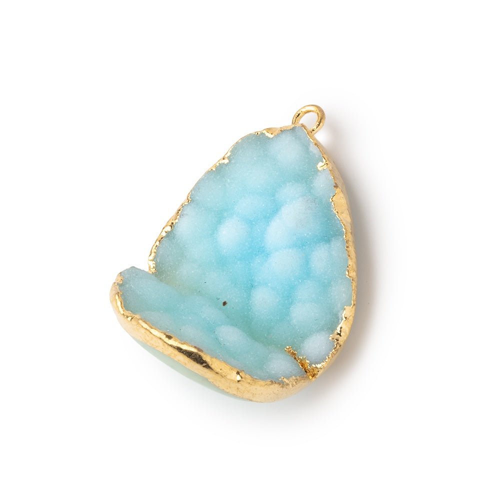 29x20mm Gold Leafed Powder Blue Concave Drusy Pendant 1 focal piece (ONLINE ORDER ONLY)