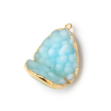29x20mm Gold Leafed Powder Blue Concave Drusy Pendant 1 focal piece (ONLINE ORDER ONLY)