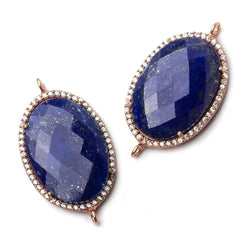 29x20mm Rose Gold CZ Bezel Lapis Lazuli Oval Connector 1 piece (ONLINE ORDER ONLY)