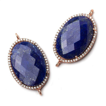 29x20mm Rose Gold CZ Bezel Lapis Lazuli Oval Connector 1 piece (ONLINE ORDER ONLY)