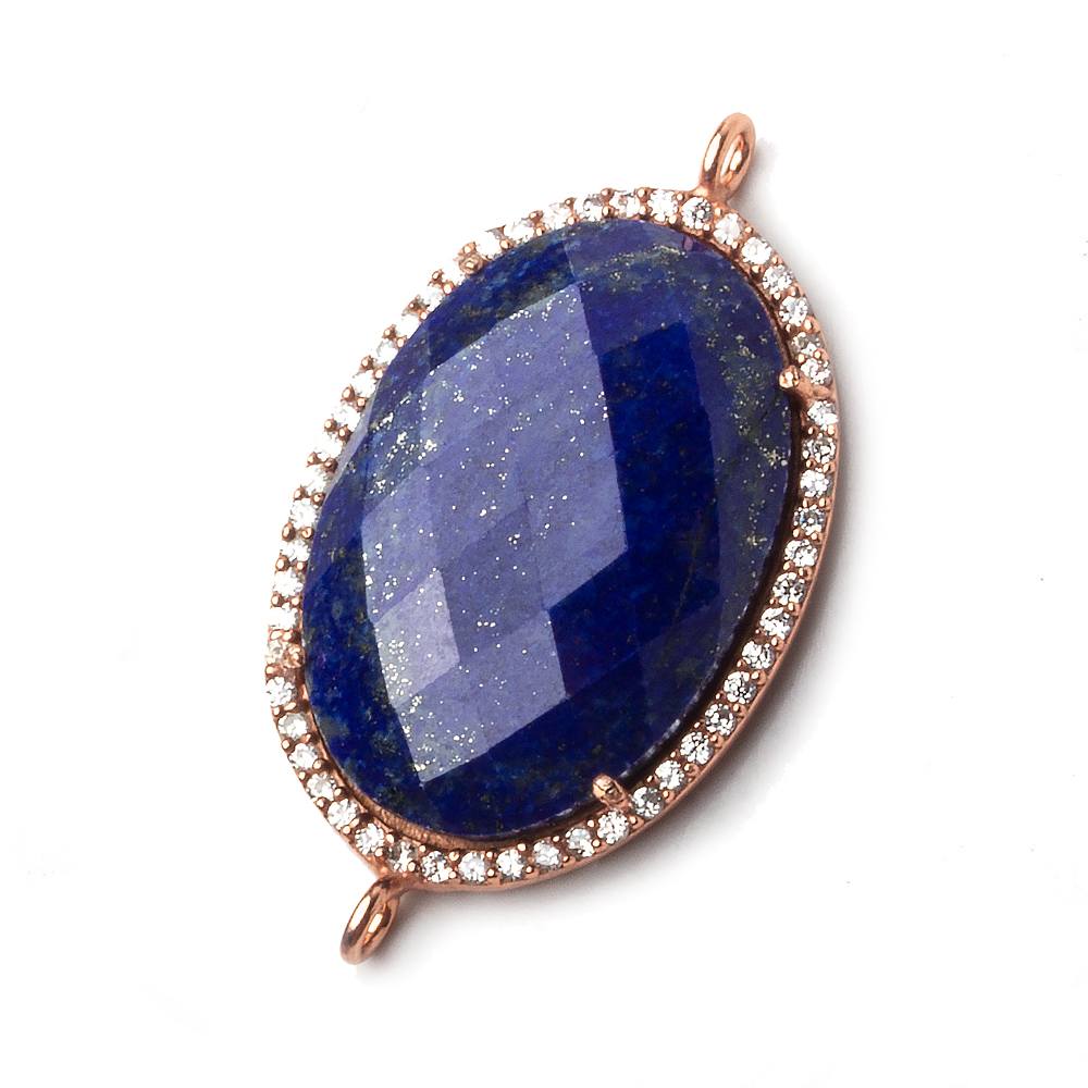 29x20mm Rose Gold CZ Bezel Lapis Lazuli Oval Connector 1 piece (ONLINE ORDER ONLY)