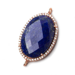 29x20mm Rose Gold CZ Bezel Lapis Lazuli Oval Connector 1 piece (ONLINE ORDER ONLY)