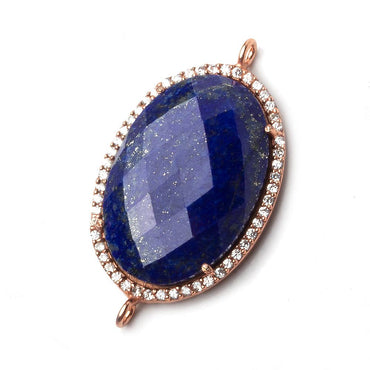 29x20mm Rose Gold CZ Bezel Lapis Lazuli Oval Connector 1 piece (ONLINE ORDER ONLY)