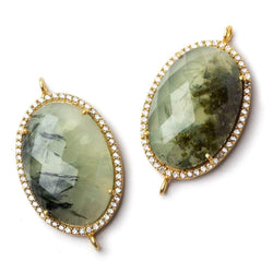 29x20mm Vermeil CZ Bezel Dendritic Prehnite Oval Connector 1 piece (ONLINE ORDER ONLY)