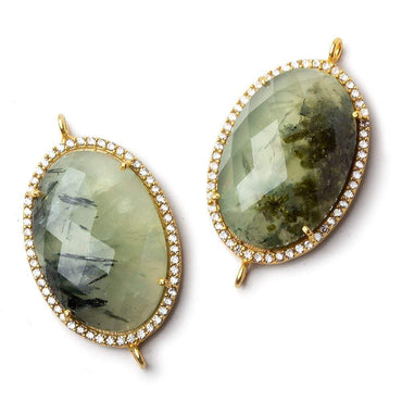 29x20mm Vermeil CZ Bezel Dendritic Prehnite Oval Connector 1 piece (ONLINE ORDER ONLY)