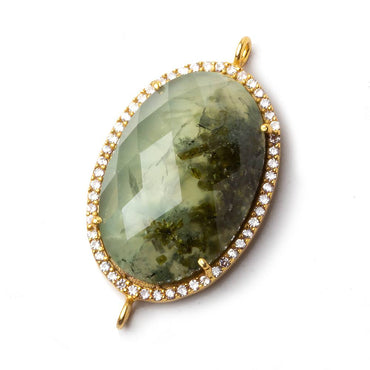 29x20mm Vermeil CZ Bezel Dendritic Prehnite Oval Connector 1 piece (ONLINE ORDER ONLY)