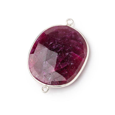 29x21-31x22mm Sterling Silver Bezel Ruby Faceted Nugget Connector 1 piece (ONLINE ORDER ONLY)