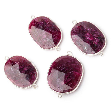 29x21-31x22mm Sterling Silver Bezel Ruby Faceted Nugget Connector 1 piece (ONLINE ORDER ONLY)