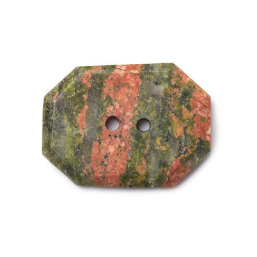 29x21mm Unakite Modified Hexagon 2.5mm hole button 1 piece (ONLINE ORDER ONLY)